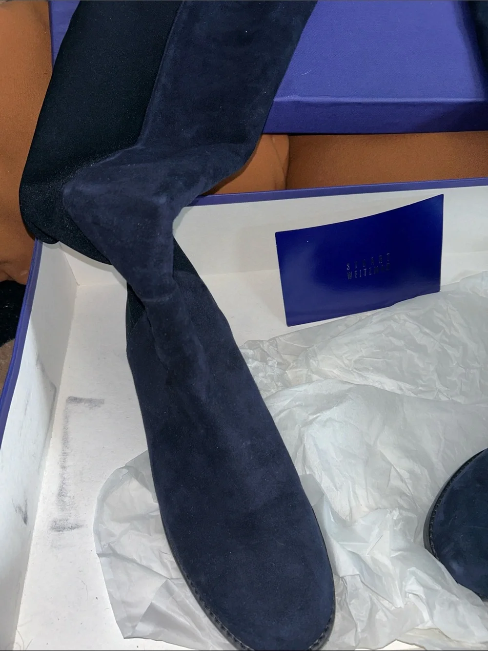 BRAND NEW! Stuart Weitzman Dark Navy Suede Over-the-Knee Boots